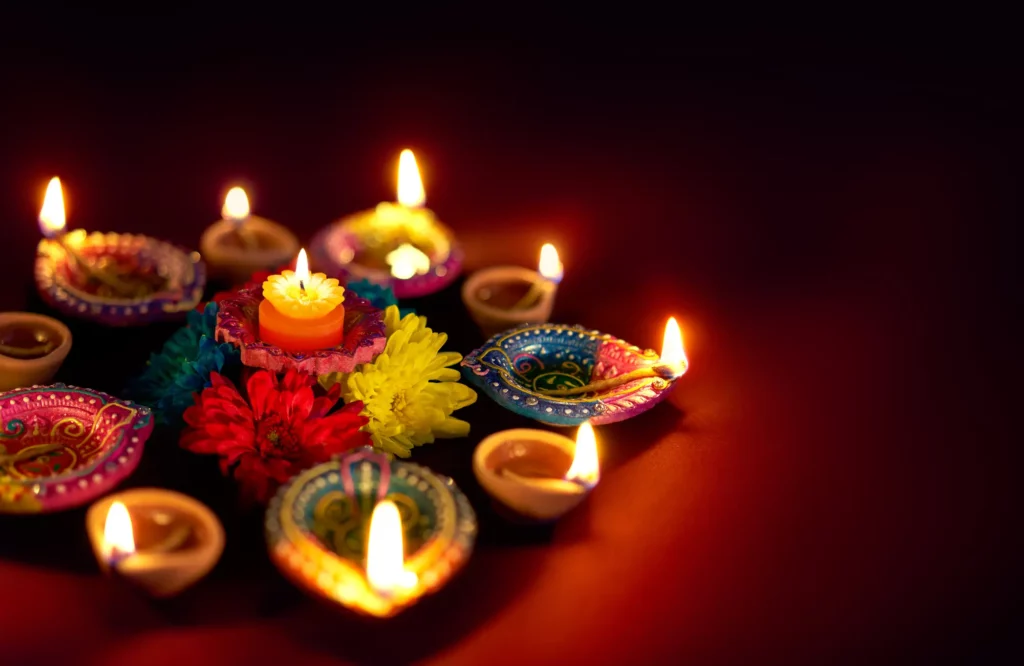 Diya lit to celebrate Diwali